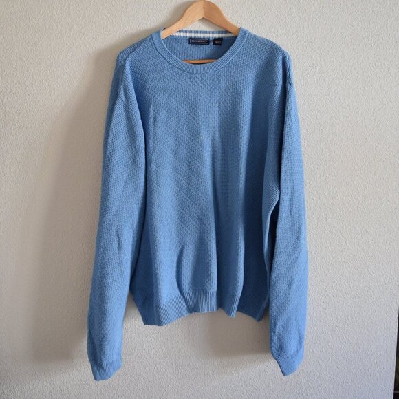 SADDLEBRED 100% Cotton Knitted Pullover Crewneck Sweater Blue Size XXL - Picture 1 of 4